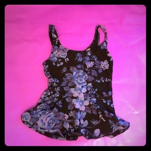 Express Peplum Blue/purple flower design